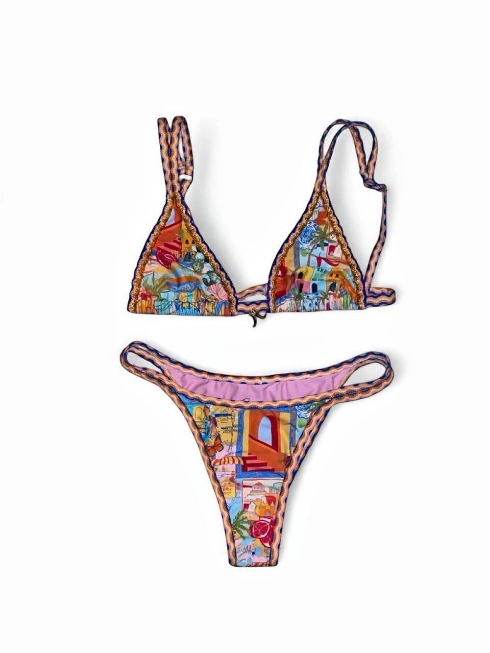 Bydee Prague Beaded Bikini Top and Bottom Set in Cabana